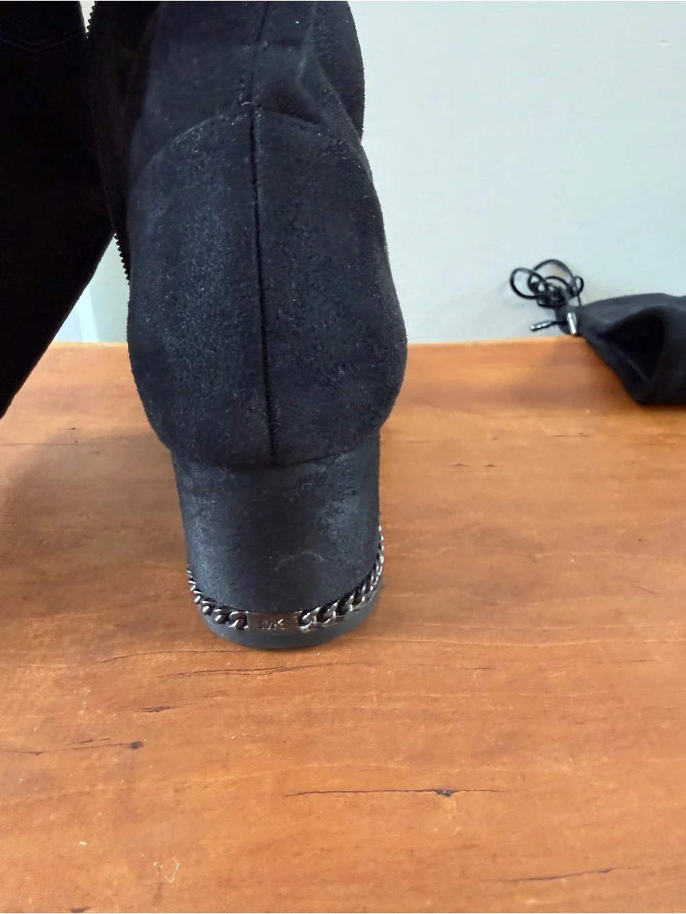 Michael Kors Jamie Over-the-Knee Boots Black 8.5 Chain Heel